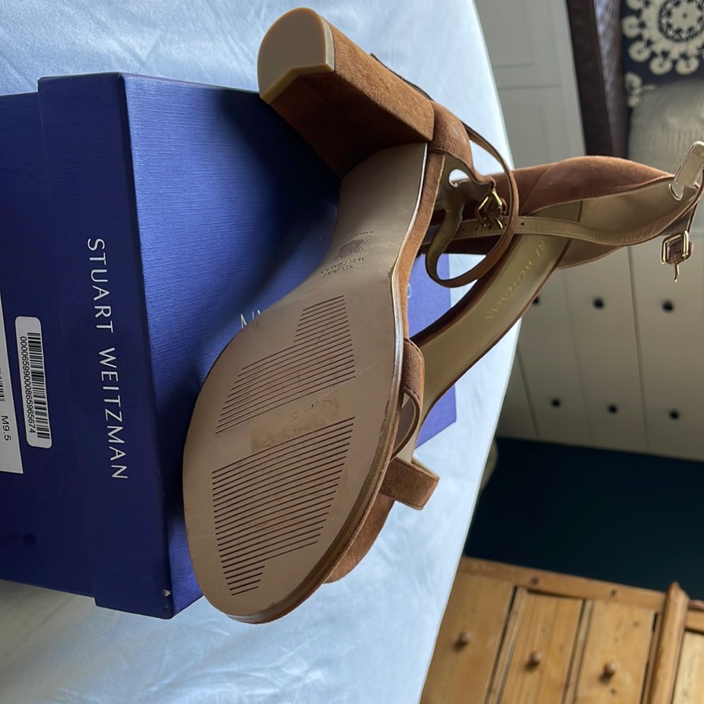 Stuart Weitzman Nearly Nude Brown Suede Sandal
